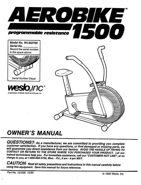 Weslo Exercise Bike Manual